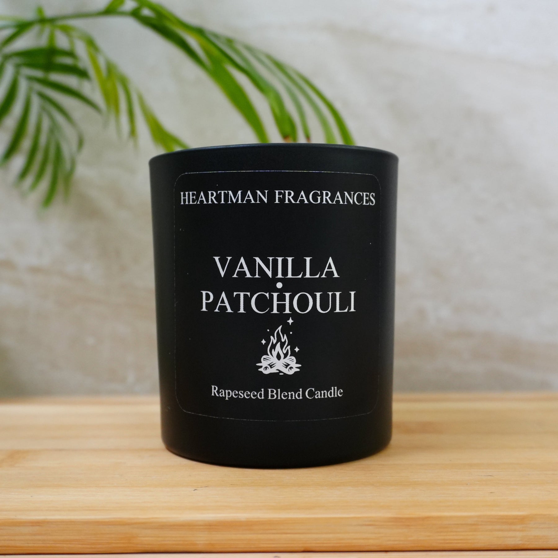 Vanilla and Patchouli hand-poured rapeseed blend candle by Heartman Fragrances