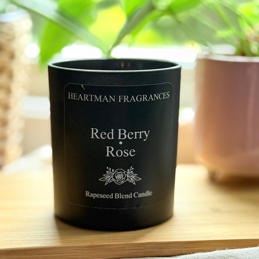 Red Berry and Rose luxury scented candle by Heartman Fragrances