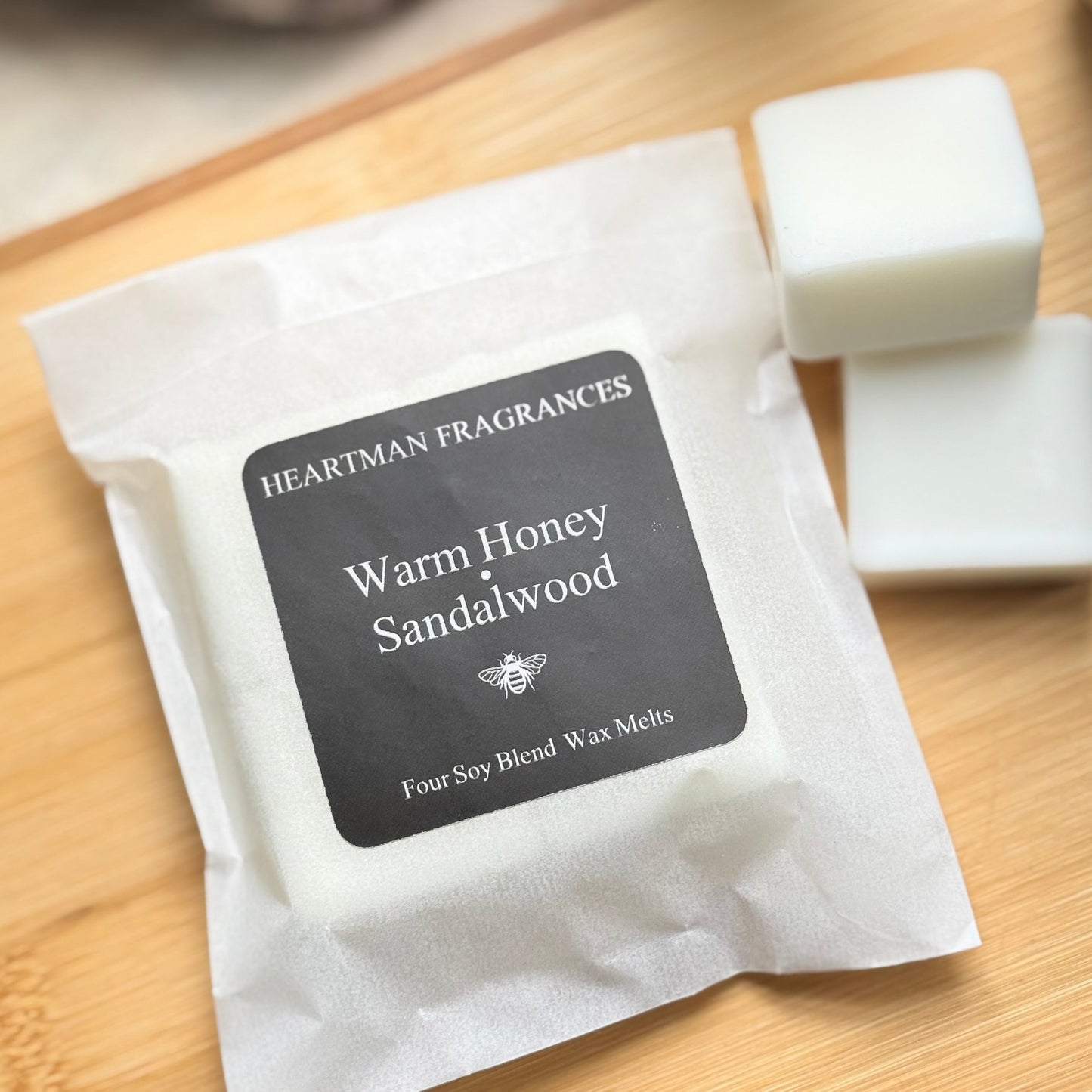Warm Honey and Sandalwood luxury wax melts 4 pack by Heartman Fragrances
