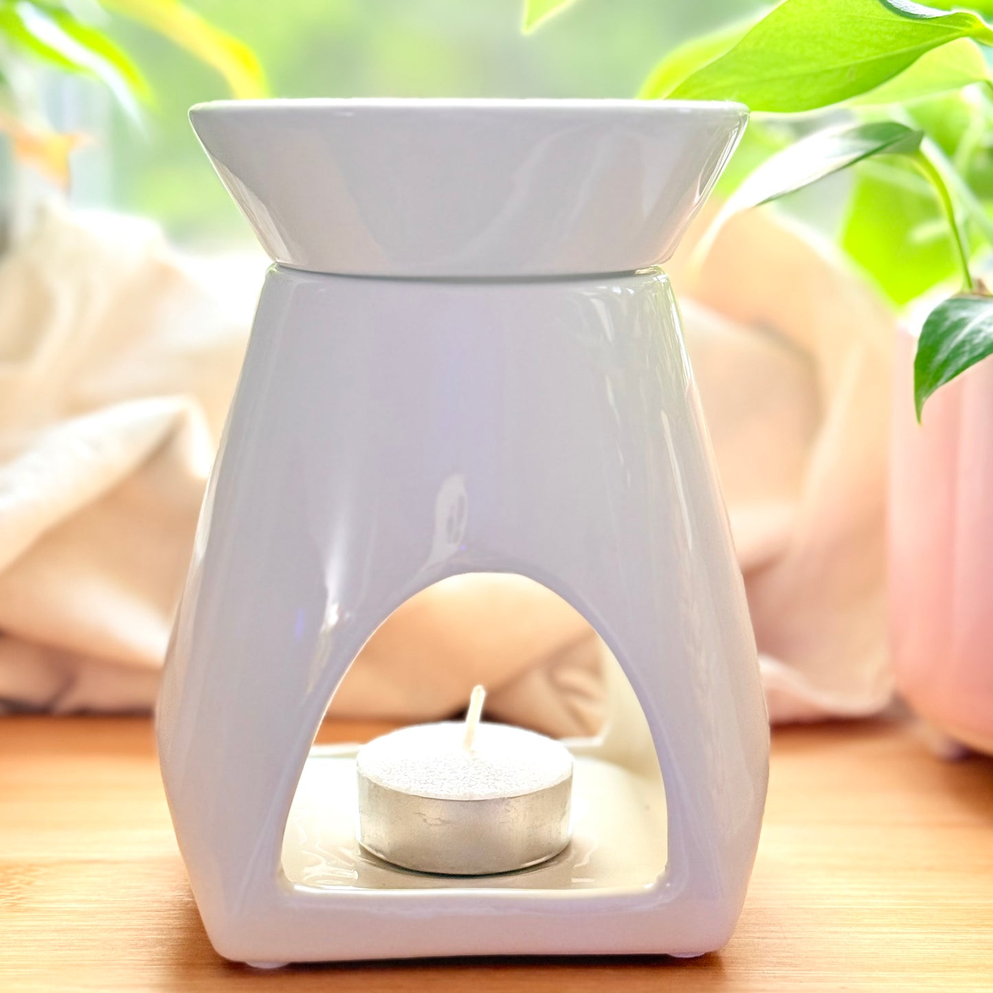 Beige Tapered Ceramic Wax Melt Burner | 2-Piece Design