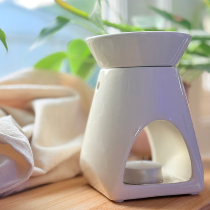 Beige Tapered Ceramic Wax Melt Burner | 2-Piece Design