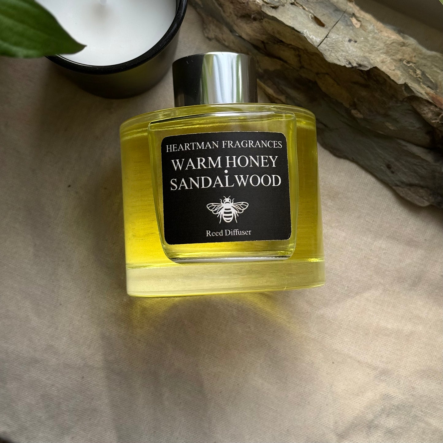 Warm Honey & Sandalwood Luxury Reed Diffuser 150ml | Long-Lasting Home Fragrance